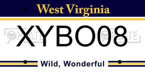 XYBO08 West Virginia License Plate