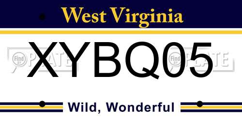 XYBQ05 West Virginia License Plate