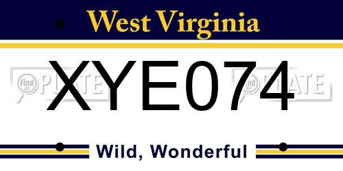 XYE074 West Virginia License Plate
