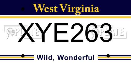 XYE263 West Virginia License Plate