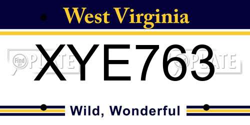 XYE763 West Virginia License Plate