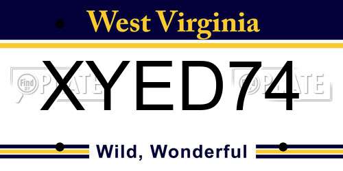 XYED74 West Virginia License Plate