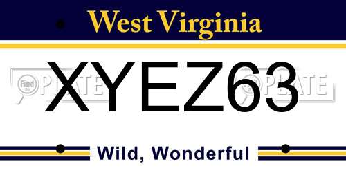XYEZ63 West Virginia License Plate