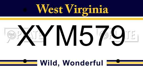 XYM579 West Virginia License Plate