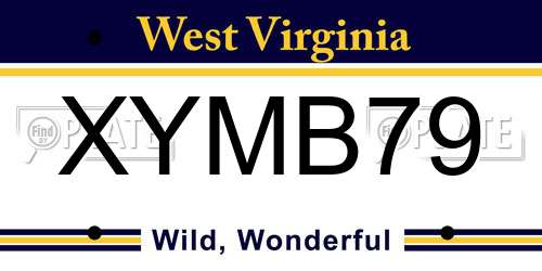 XYMB79 West Virginia License Plate