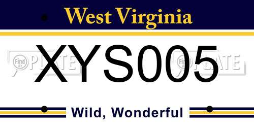 XYS005 West Virginia License Plate