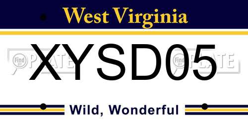 XYSD05 West Virginia License Plate