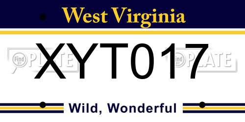 XYT017 West Virginia License Plate
