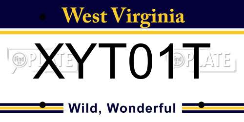 XYT01T West Virginia License Plate