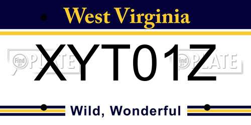 XYT01Z West Virginia License Plate