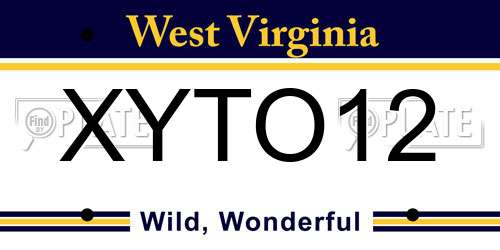 XYTO12 West Virginia License Plate