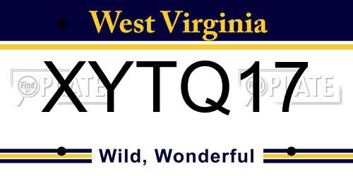 XYTQ17 West Virginia License Plate