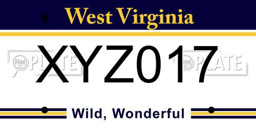 XYZ017 West Virginia License Plate