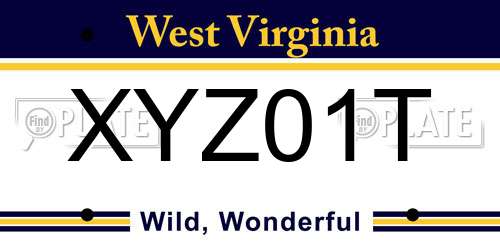 XYZ01T West Virginia License Plate
