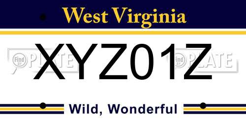 XYZ01Z West Virginia License Plate