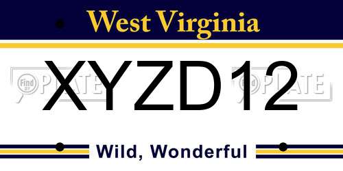 XYZD12 West Virginia License Plate