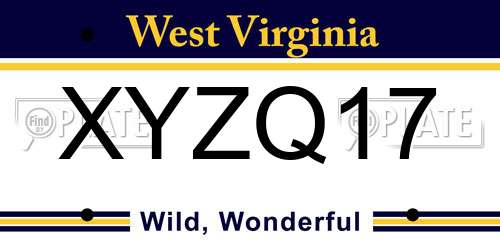 XYZQ17 West Virginia License Plate