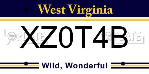 XZ0T4B West Virginia License Plate