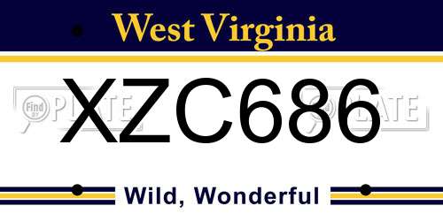 XZC686 West Virginia License Plate