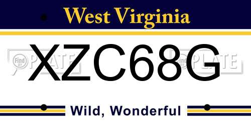XZC68G West Virginia License Plate