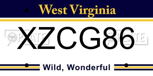 XZCG86 West Virginia License Plate