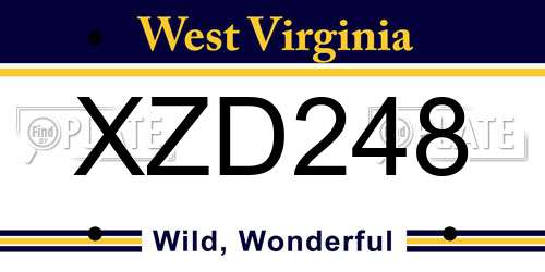 XZD248 West Virginia License Plate