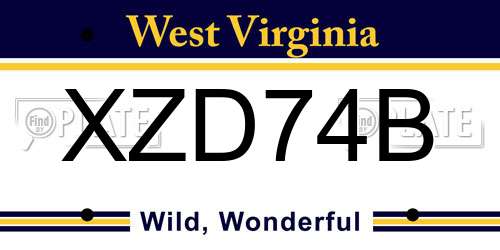 XZD74B West Virginia License Plate