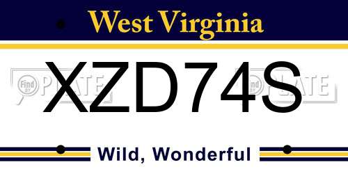XZD74S West Virginia License Plate