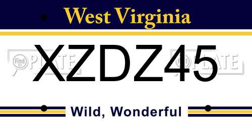 XZDZ45 West Virginia License Plate