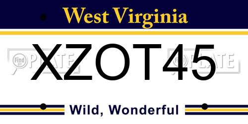 XZOT45 West Virginia License Plate