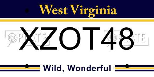XZOT48 West Virginia License Plate