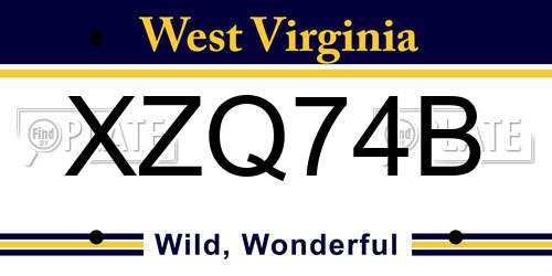 XZQ74B West Virginia License Plate