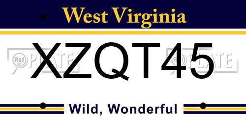 XZQT45 West Virginia License Plate