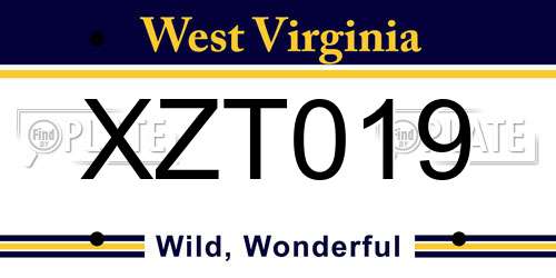 XZT019 West Virginia License Plate