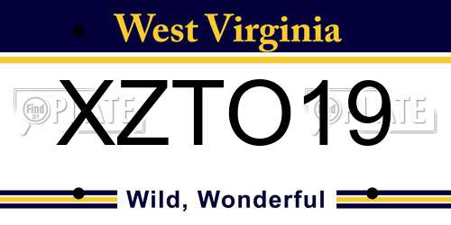 XZTO19 West Virginia License Plate