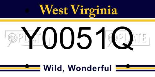 Y0051Q West Virginia License Plate