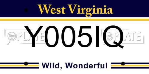 Y005IQ West Virginia License Plate