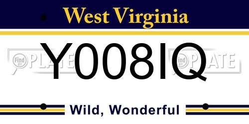 Y008IQ West Virginia License Plate