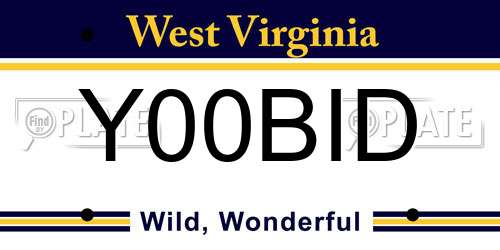 Y00BID West Virginia License Plate