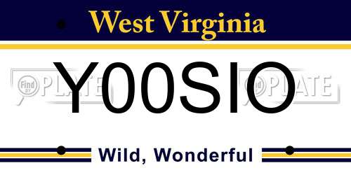 Y00SIO West Virginia License Plate