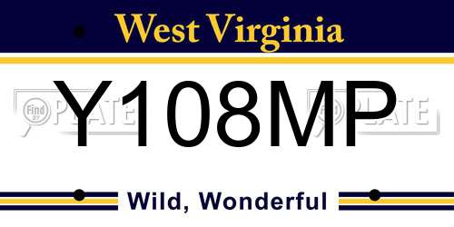 Y108MP West Virginia License Plate