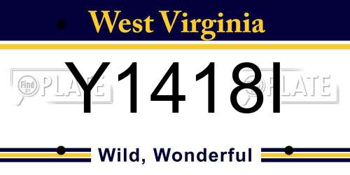 Y1418I West Virginia License Plate