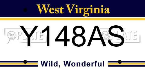 Y148AS West Virginia License Plate