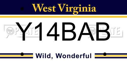 Y14BAB West Virginia License Plate