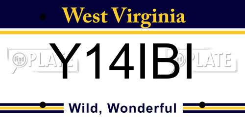 Y14IBI West Virginia License Plate