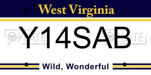 Y14SAB West Virginia License Plate