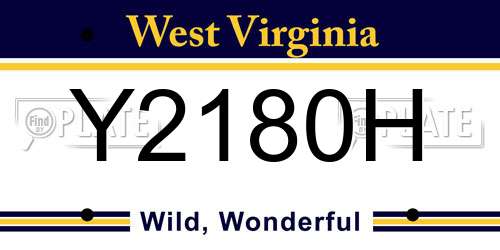 Y2180H West Virginia License Plate