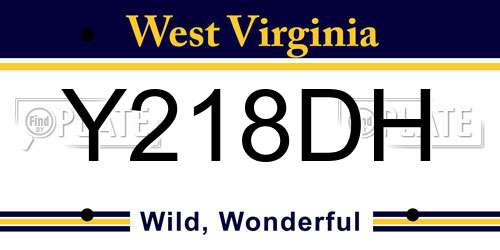 Y218DH West Virginia License Plate