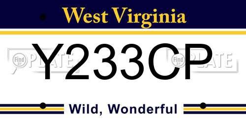 Y233CP West Virginia License Plate