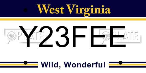 Y23FEE West Virginia License Plate